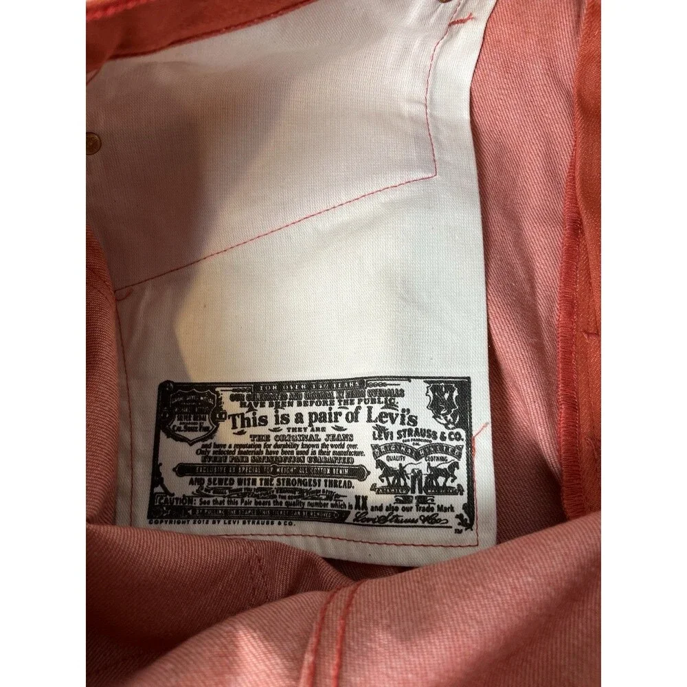 Levi’s 501 Shrink-to-Fit Jeans Unwashed Denim Orange/ Red W38 L32 NWOT
